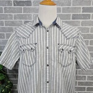Moon Shine Spirit Brad Paisley Western Pearl Snap Black White Striped‎ Shirt XXL